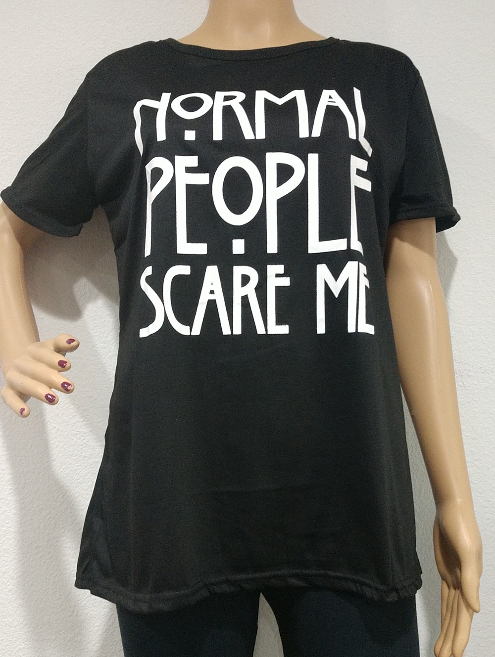 Black Short-Sleeve Graphic Tee - "Normal People Scare Me"